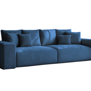 Sofa Rozkładana Trzyosobowa z Pojemnikiem PAS Granatowa Funkcja Spania 775170 Sofa Rozkładana Trzyosobowa z Pojemnikiem PAS Granatowa Funkcja Spania 775170