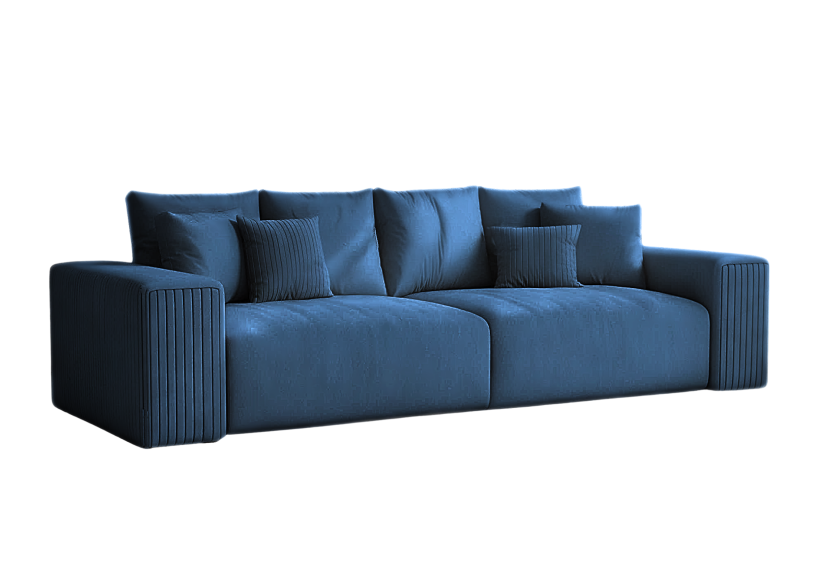 Sofa Rozkładana Trzyosobowa z Pojemnikiem PAS Granatowa Funkcja Spania 775170