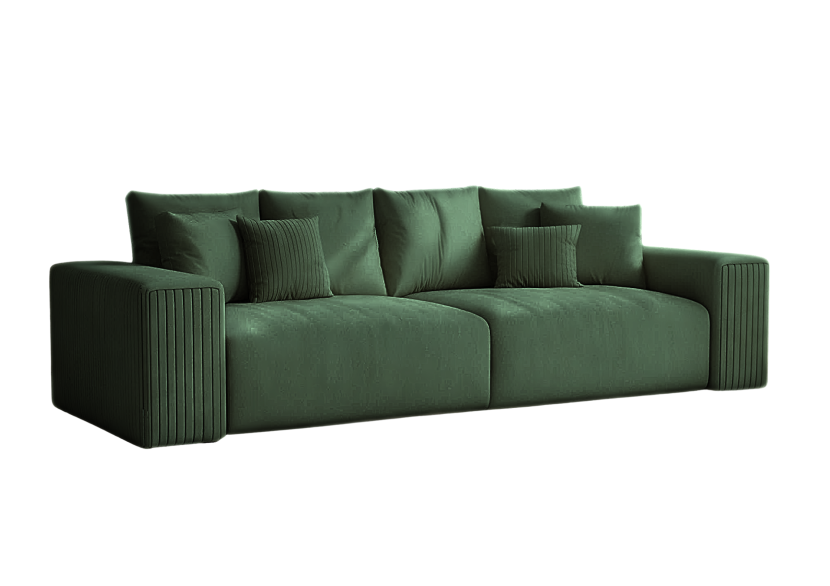 Sofa Rozkładana Trzyosobowa z Pojemnikiem PAS Zielona z Funkcją Spania 805155