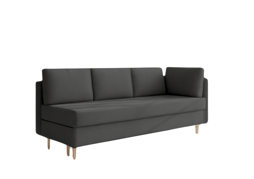 Sofa Rozkładana Trzyosobowa z Pojemnikiem PRATO Czarna z Funkcją Spania 775150