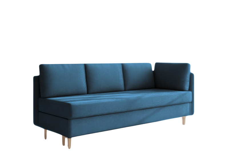 Sofa Rozkładana Trzyosobowa z Pojemnikiem PRATO Granatowa z Funkcją Spania 775149