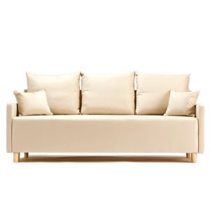 Sofa Rozkładana Trzyosobowa z Pojemnikiem ROSA Beżowa z Funkcją Spania 789486 Sofa Rozkładana Trzyosobowa z Pojemnikiem ROSA Beżowa z Funkcją Spania 789486