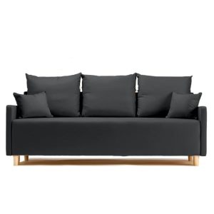 Sofa Rozkładana Trzyosobowa z Pojemnikiem ROSA Czarna z Funkcją Spania 789497 Sofa Rozkładana Trzyosobowa z Pojemnikiem ROSA Czarna z Funkcją Spania 789497