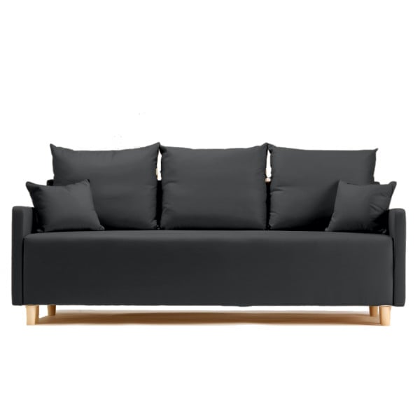 Sofa Rozkładana Trzyosobowa z Pojemnikiem ROSA Czarna z Funkcją Spania 789497