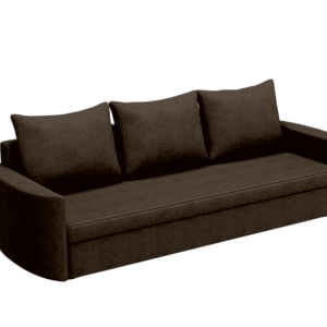 Sofa Rozkładana Trzyosobowa z Pojemnikiem SANTI Brązowa z Funkcją Spania 814970 Sofa Rozkładana Trzyosobowa z Pojemnikiem SANTI Brązowa z Funkcją Spania 814970