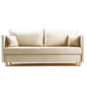 Sofa Rozkładana Trzyosobowa z Pojemnikiem SECCO Beżowa z Funkcją Spania 775094 Sofa Rozkładana Trzyosobowa z Pojemnikiem SECCO Beżowa z Funkcją Spania 775094