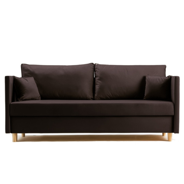 Sofa Rozkładana Trzyosobowa z Pojemnikiem SECCO Brązowa z Funkcją Spania 789464