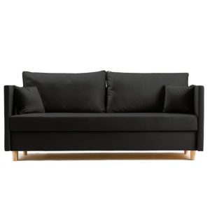 Sofa Rozkładana Trzyosobowa z Pojemnikiem SECCO Czarna z Funkcją Spania 775092 Sofa Rozkładana Trzyosobowa z Pojemnikiem SECCO Czarna z Funkcją Spania 775092