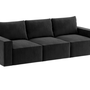 Sofa Rozkładana Trzyosobowa z Pojemnikiem SENS Czarna z Funkcją Spania 777294 Sofa Rozkładana Trzyosobowa z Pojemnikiem SENS Czarna z Funkcją Spania 777294