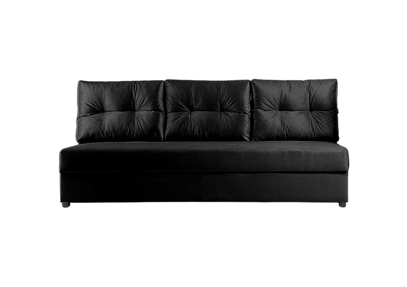Sofa Rozkładana Trzyosobowa z Pojemnikiem SKANDI Czarna z Funkcją Spania 851284
