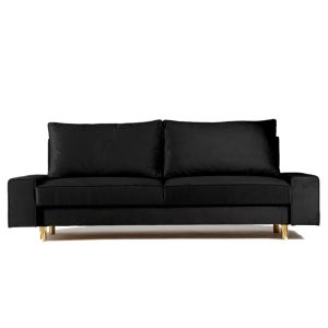 Sofa Rozkładana Trzyosobowa z Pojemnikiem STINO Czarna z Funkcją Spania 789498 Sofa Rozkładana Trzyosobowa z Pojemnikiem STINO Czarna z Funkcją Spania 789498