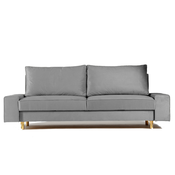 Sofa Rozkładana Trzyosobowa z Pojemnikiem STINO Szara z Funkcją Spania 789478