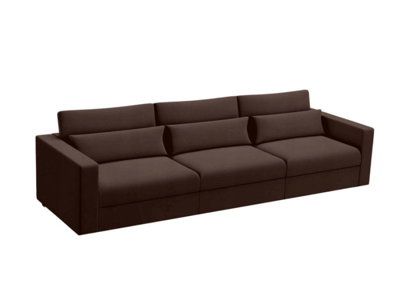 Sofa Rozkładana Trzyosobowa z Pojemnikiem SUNSET Brązowa z Funkcją Spania 815261