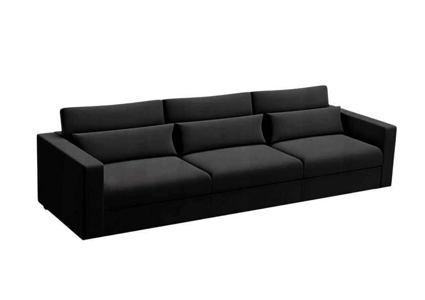 Sofa Rozkładana Trzyosobowa z Pojemnikiem SUNSET Czarna z Funkcją Spania 775156