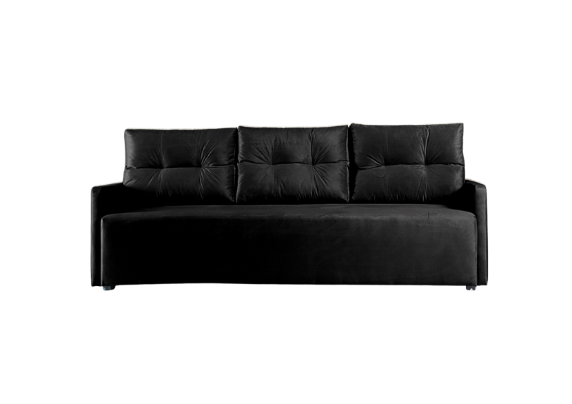 Sofa Rozkładana Trzyosobowa z Pojemnikiem VERO Czarna z Funkcją Spania 851282