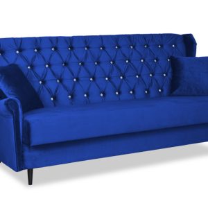 Sofa rozkładana WELUR wersalka na nóżkach niebieska GAJA 316004 Sofa rozkładana WELUR wersalka na nóżkach niebieska GAJA 316004