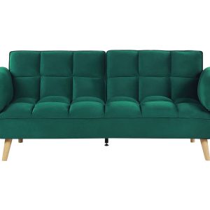 Sofa rozkładana welurowa kanapa zielona 193063 Sofa rozkładana welurowa kanapa zielona 193063