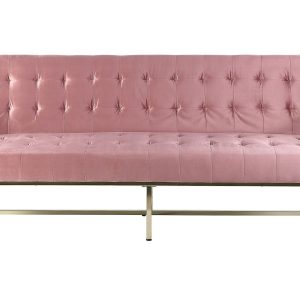 Sofa rozkładana welurowa pikowana różowa 452536 Sofa rozkładana welurowa pikowana różowa 452536
