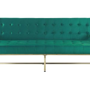 Sofa rozkładana welurowa pikowana zielona 452538 Sofa rozkładana welurowa pikowana zielona 452538