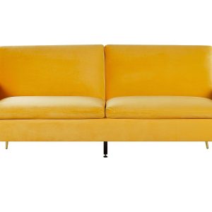 Sofa rozkładana welurowa żółta 115320 Sofa rozkładana welurowa żółta 115320