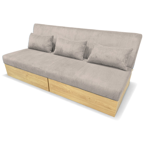 Sofa rozkładana wypoczynkowa z funkcją spania S108 Daisy sztruks beżowa 863610