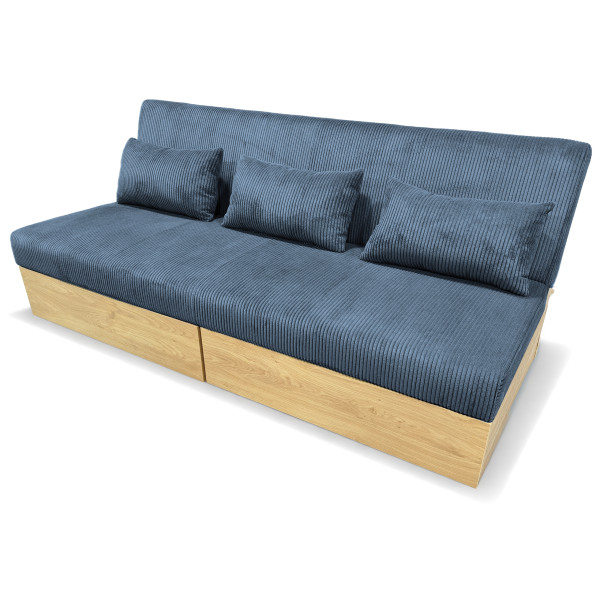Sofa rozkładana wypoczynkowa z funkcją spania S108 Daisy sztruks granatowa 863618