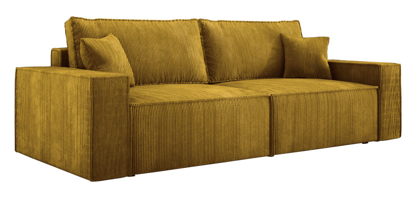 Sofa rozkładana z funkcją spania CORTINA musztardowa 430543