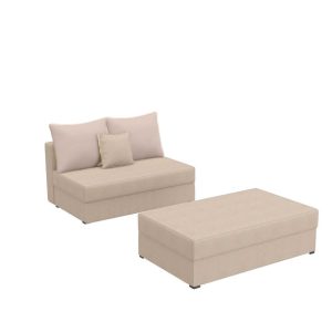 Sofa Rozkładana z Funkcją Spania Dwuosobowa PACO 2 ST z Pufą Beżowa Welur 848072 Sofa Rozkładana z Funkcją Spania Dwuosobowa PACO 2 ST z Pufą Beżowa Welur 848072
