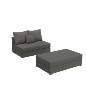 Sofa Rozkładana z Funkcją Spania Dwuosobowa PACO 2 ST z Pufą Grafitowa 848840 Sofa Rozkładana z Funkcją Spania Dwuosobowa PACO 2 ST z Pufą Grafitowa 848840