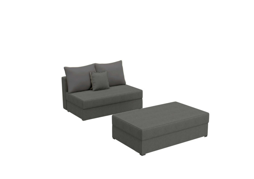 Sofa Rozkładana z Funkcją Spania Dwuosobowa PACO 2 ST z Pufą Grafitowa 848840
