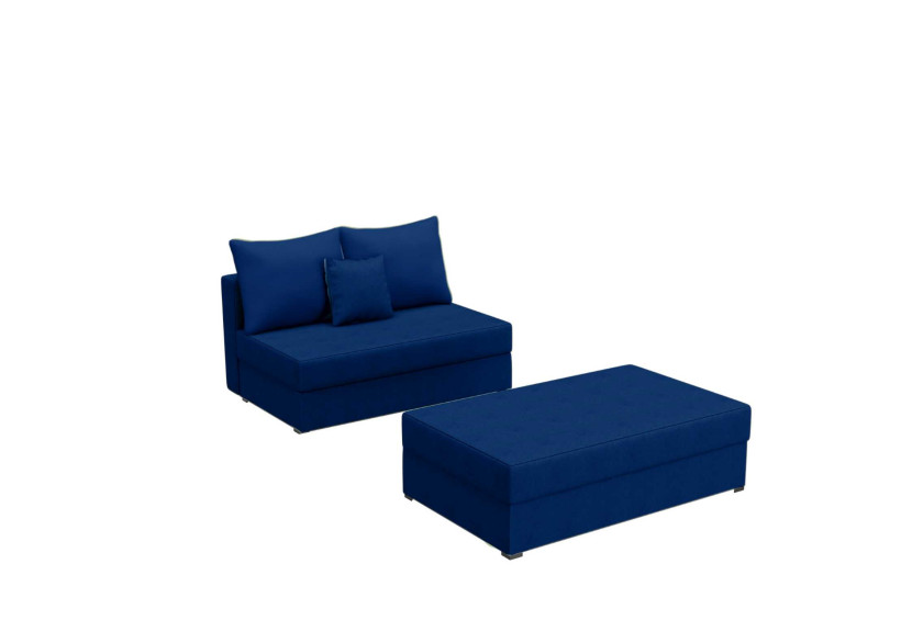 Sofa Rozkładana z Funkcją Spania Dwuosobowa PACO 2 ST z Pufą Granatowa 848839