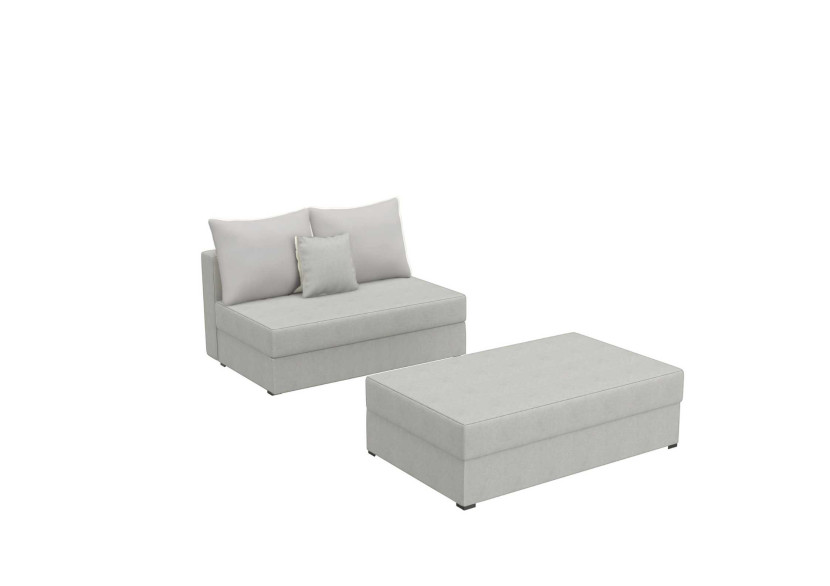 Sofa Rozkładana z Funkcją Spania Dwuosobowa PACO 2 ST z Pufą Szara Welur 848841