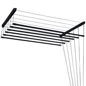 Suszarka sufitowa na pranie 6 prętowa 120 cm czarna solidna 234726 Suszarka sufitowa na pranie 6 prętowa 120 cm czarna solidna 234726