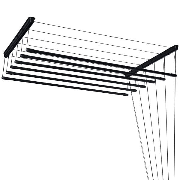 Suszarka sufitowa na pranie 6 prętowa 120 cm czarna solidna 234726
