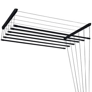 Suszarka sufitowa na pranie 6 prętowa 80 cm czarna solidna 234712 Suszarka sufitowa na pranie 6 prętowa 80 cm czarna solidna 234712