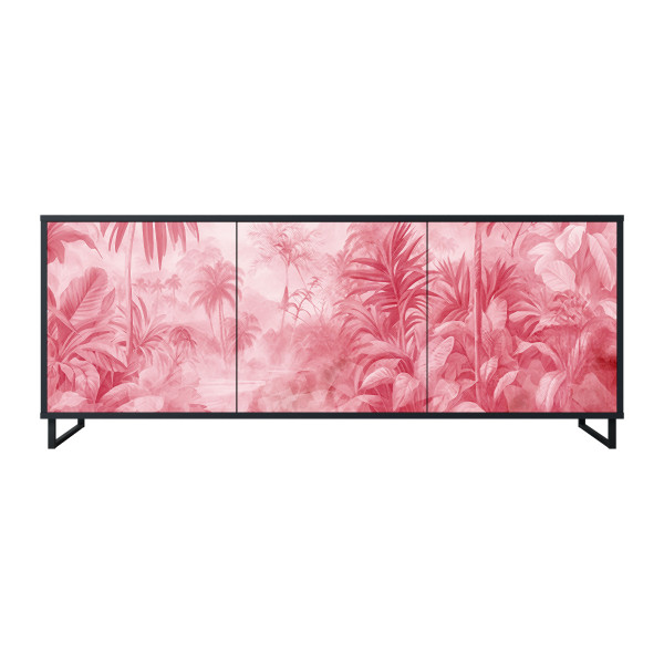 SWEET TROPICS Komoda 3 drzwi Czarna-Metalowa ramka czarna 442468