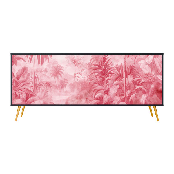 SWEET TROPICS Komoda 3 drzwi Czarna-Metalowa szpilka złota 441692