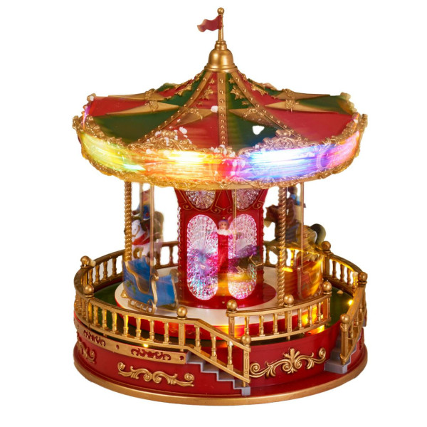 Świąteczna karuzela LED z muzyką i obrotowymi figurkami, 23 x 28 cm 1050785