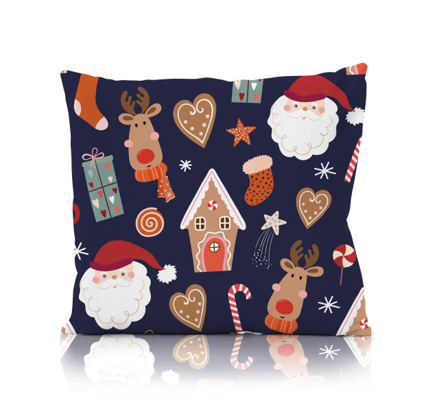 Świąteczna poszewka na poduszkę HOLLY JOLLY 45x45 pierniczki i prezenty 806710