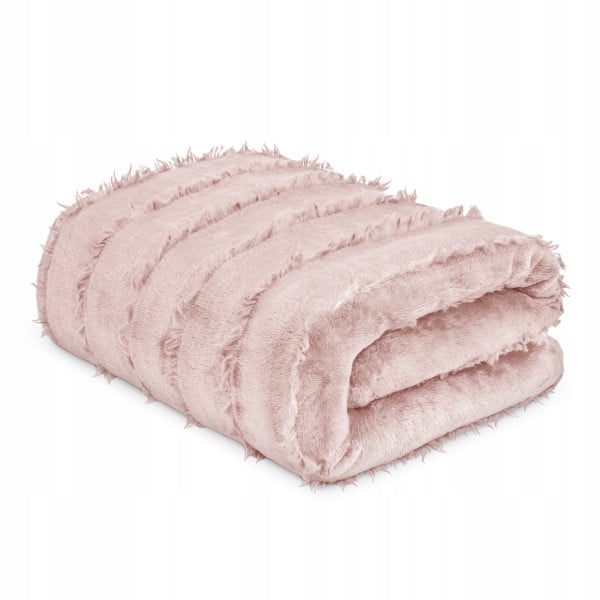 Świąteczny koc pled na łóżko 130x170 cm mikrofibra różowy 989265