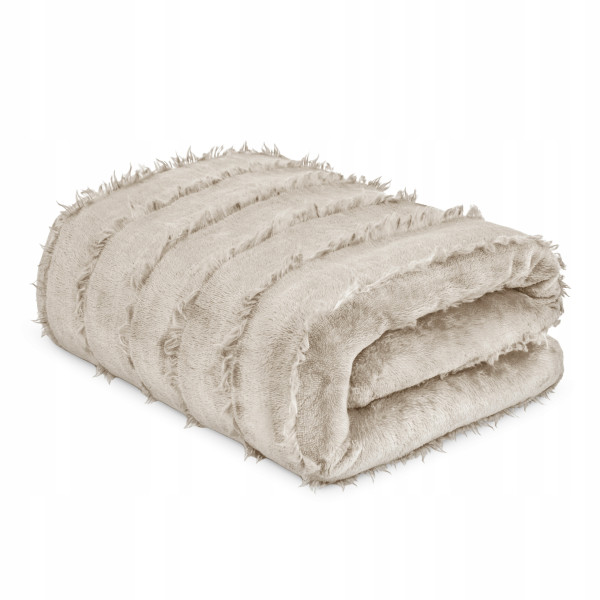 Świąteczny koc pled na łóżko 150x200 cm mikrofibra beżowy 989267