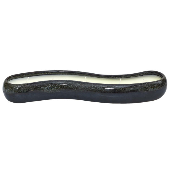 ŚWIECA CERAMICZNA czarna PODŁUŻNA 30 x 7 x 4 cm dekoracyjna 519087
