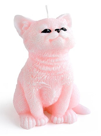 Świeca Figurka ANIMALS KOT 10x15cm różowa parafinowa 571058