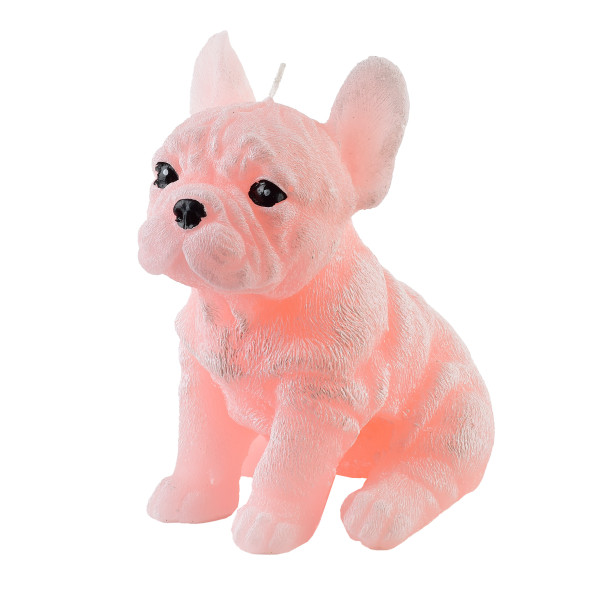 Świeca Figurka ANIMALS PIES BULDOG 11,5x15cm różowa parafinowa 643236