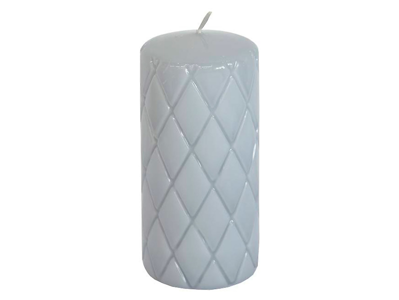 Świeca pieńkowa pikowana Kratka 15 cm szara 49755