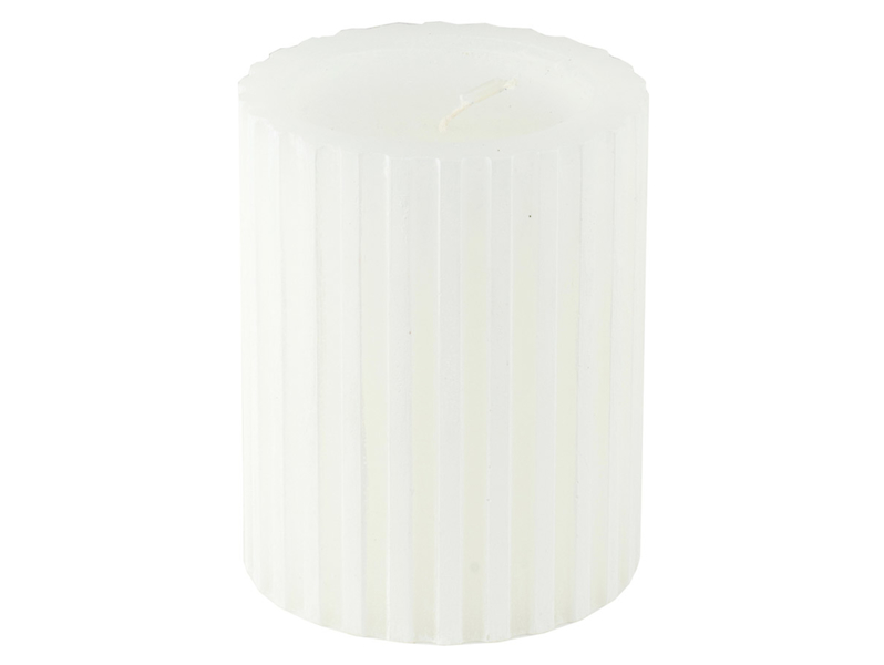 Świeca pieńkowa ryflowana Modern 10 cm biała 49731