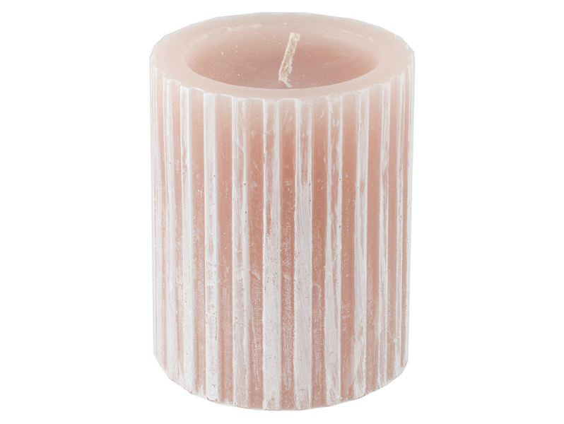 Świeca pieńkowa ryflowana Modern 10 cm różowa 49733