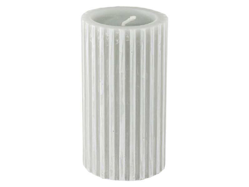 Świeca pieńkowa ryflowana Modern 15 cm szara 49736