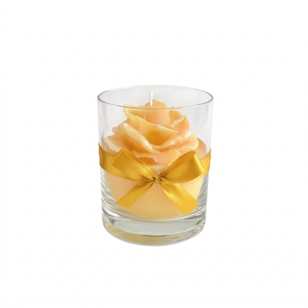 Świeca RÓŻA szklanka 8x9,5cm woskowa żółta 991166