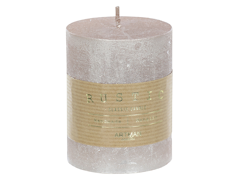 Świeca Rustic Metallic 9 cm różowa 48180